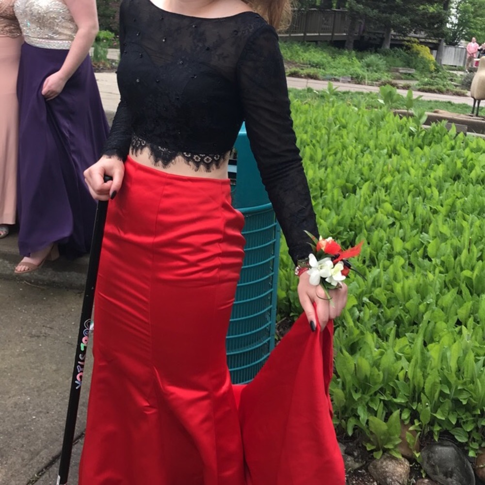 Red Two Piece Prom Dress